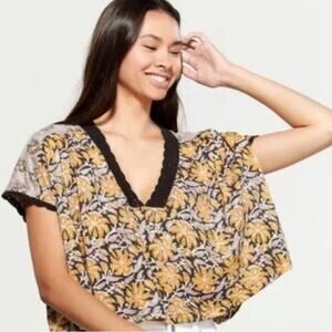 Free People Leilani Floral Crochet Boho Blouse Crop Top